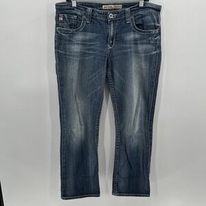 Big Star Maddie Boot Bootcut Mid Rise Dark Wash Jeans 32S Heavy Stitch 36x29